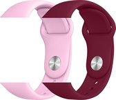 2 sport bandjes geschikt voor Apple Smartwatch 42/44 M/L – YOUNIQ – Roze Zand & Roos Rood – iWatch Series 1/2/3/4/5/6/SE - Horloge Band Strap geschikt voor Apple Watch