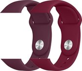 2 sport bandjes geschikt voor Apple Smartwatch 42/44 M/L – YOUNIQ – Wijn Rood & Roos Rood – iWatch Series 1/2/3/4/5/6/SE - Horloge Band Strap geschikt voor Apple Watch