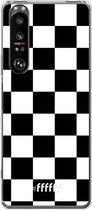 6F hoesje - geschikt voor Sony Xperia 1 III -  Transparant TPU Case - Checkered Chique #ffffff