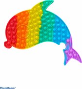 Pop it XXL - Dolfijn - Walvis - Megagroot - XXL - XL - Regenboog