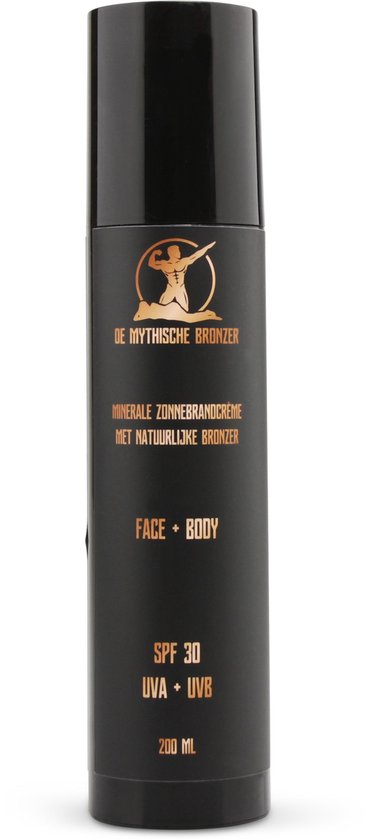 De Mythische Bronzer – Natuurlijke Alles-in-1 Dagcrème + Zonnebrand met Bronzer / Zelfbruiner - SPF 30 - 200ML - Met toegevoegde zelfbruiner - SPF30 - UVA + UVB - Natuurlijk - Waterproof