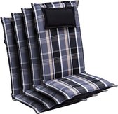 blumfeldt Elbe Tuinkussen - Set van 4 stoelkussen - zitkussen - hoge rugleuning tuinstoel - 50 x 120 x 8cm - UV bestendig dralon - Grijs / Anthraciet