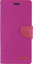 Samsung Galaxy S21 Ultra Hoesje - Mercury Canvas Diary Wallet Case - Hoesje met Pasjeshouder - Roze