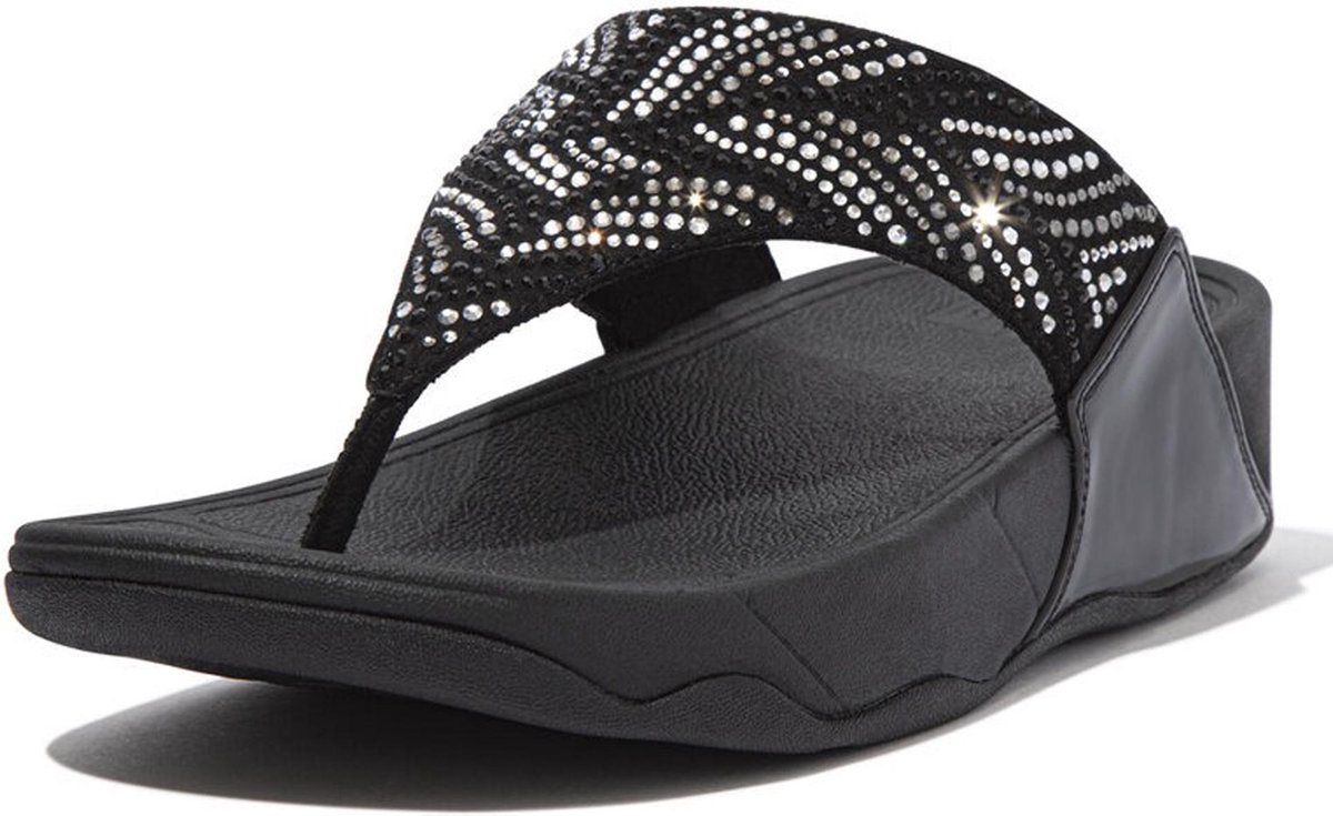 FitFlop Lulu Crystal Feather dames slipper - Zwart - Maat 40 | bol.com