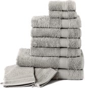 Komfortec Voordeelpak Handdoekenset 4x handdoek 50x100 cm + 2x badhanddoek 70x140 cm + 2x gastendoekje 30x50 cm + 2x washandje 16x21 cm - 100% Katoen - Zilvergrijs