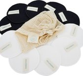 CAIRCOTTON 10 Cotton Cleansing Pads Reusable + Bag - Makeup Remover Combi Set 5 White + 5 Black Pads - Make-up Remover - Skin Cleansing Pads - Washable - Zachte Wattenschijfjes Her
