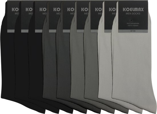 Koelmax - Chaussettes Homme Koelmax - 100% Katoen - 9 Paires - Grijs Mix -  Taille 43-46