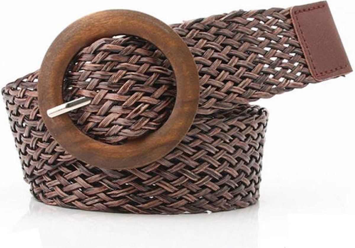 Vintage Riem - Gevlochten Donkerbruin | Kunststof / Riet / Rotan Look | 100 cm | Fashion Favorite