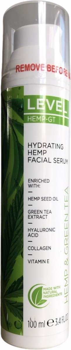 Level - Dead Sea Minerals Hemp & Green Tea - Hydrating Hemp Facial Serum 100 ml (Dode Zee Mineralen Hennep & Groene Thee - Hydraterend Hennep Gezichtsserum)