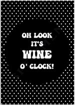Zwart wit quote kaart A6 (10.5x15cm) - wine o clock | 50 stuks | Kaarten groothandel