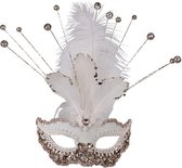 CARNIVAL TOYS - Luxe wit glitter masker voor vrouwen - Maskers > Venetiaanse maskers