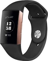 Siliconen Smartwatch bandje - Geschikt voor  Fitbit Charge 4 sportband - zwart - Maat: L - Horlogeband / Polsband / Armband