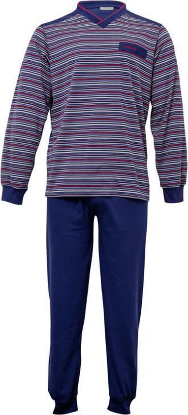 Gentlemen Heren Pyjama V-hals Marine gestreept - XL