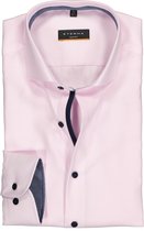 ETERNA slim fit overhemd - twill heren overhemd - roze met wit ( donkerblauw contrast) - Strijkvrij - Boordmaat: 38