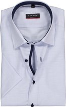 ETERNA modern fit overhemd - korte mouw - structuur heren overhemd - lichtblauw met wit (donkerblauw contrast) - Strijkvrij - Boordmaat: 41