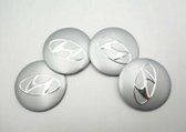 Set van 4 Hyundai aluminium stickers 57mm - Velgen - Winterbanden - Velg - All season banden - Naafdoppen -Naafkappen -Ontvochtiger - Ruitenkrabber - Vorst - Regen - stickers - logo - embleem