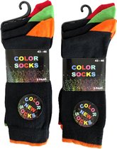 Color Sokken -  Maat 43/46 - 6 paar - Unisex - Rood/Groen/Oranje - Katoen met spandex