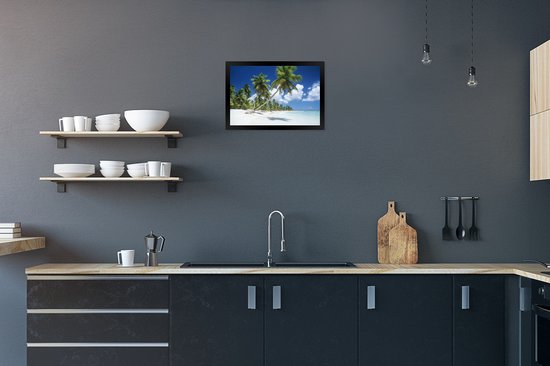 Photo en cadre - Une plage tropicale sur le cadre photo République Dominicaine noir 30x20 cm - Affiche sous cadre (Décoration murale salon / chambre) / Mer et plage