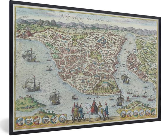 Fotolijst incl. Poster - Geschiedenis - Landkaart - Vintage - 90x60 cm - Posterlijst