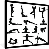Fotolijst incl. Poster - Yoga - Vrouwen - Zwart - 30x40 cm - Posterlijst
