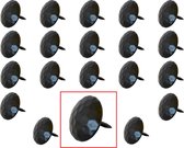 AMIG – Stalen Stoffeernagels Siernagels Meubelnagels Sierspijkers – ø25 x 24mm - Rond – Ruw Oppervlak – Zwart – Rustiek Ornament - 20 stuks