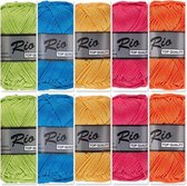 Lammy yarns Rio katoen garen pakket - vrolijke kleuren - 10 bollen