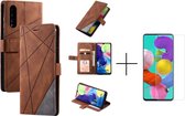 Book Case Samsung Galaxy A50 | Hoogwaardig PU Leren Hoesje | Lederen Wallet Case | Luxe Uitstraling | Telefoonhoesje | Pasjeshouder | Portemonnee | Bruin + 1x screen protector