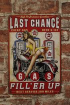 Wandbord – Last change - Vintage Retro - Mancave - Wand Decoratie - Emaille - Reclame Bord - Tekst - Grappig - Metalen bord - Schuur - Mannen Cadeau - Bar - Café - Kamer - Tinnen b