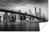 Poster Architectuur - New York - Brooklyn Bridge - Water - Zwart wit - 180x120 cm XXL