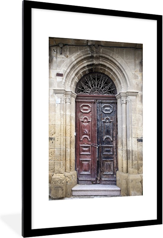 Fotolijst incl. Poster - Vervallen deur in de oude stad Nicosia - 60x90 cm  - Posterlijst | bol.com