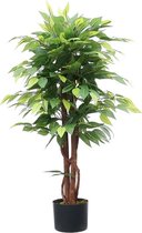 Ficus Kunstboom 90cm | Ficus Kunstboom met stam | Ficus Kunstboom voor Binnen | Ficus Kunstboom Groen met stam