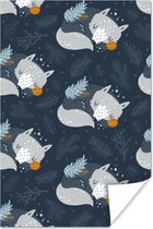 Kinderpatroon met slapende vossen 40x60 cm - Foto print op Poster (wanddecoratie woonkamer / slaapkamer)
