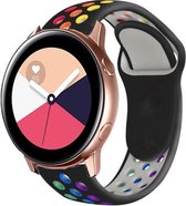 Siliconen Smartwatch bandje - Geschikt voor  Samsung Galaxy Watch Active sport band - kleurrijk zwart - Horlogeband / Polsband / Armband
