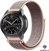 Nylon Smartwatch bandje - Geschikt voor Strap-it Samsung Galaxy Watch 45mm / 46mm nylon band - pink sand - Strap-it Horlogeband / Polsband / Armband