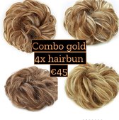 4x Hairbun Crunchie Haarstuk Messy Bun Up Do Dark Gold Blond