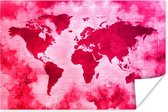 Poster Wereldkaart - Rood - Roze - 180x120 cm XXL