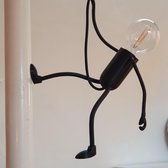Mr.Bright-Big & Bright Outside!-Buitenlamp/Badkamerlamp zwart–Plafondlamp (ook te gebruiken als wandlamp) Klimmend Lampfiguur van 45 cm-Inclusief lichtbron van onbreekbaar polycarbonaat–Dutch Design-Leuke blikvanger voor in je tuin of op je balkon!