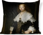 Sierkussens - Kussen - Portret van een vrouw, mogelijk Maria Trip - Schilderij van Rembrandt van Rijn - 60x60 cm - Kussen van katoen