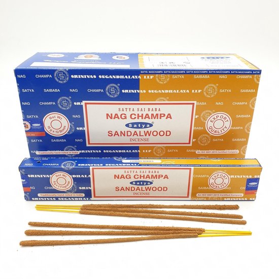 Satya Sai Baba - Nag Champa - Sandalwood Incense - wierook stokjes - 16g x 12 boxes