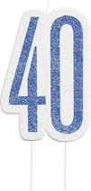 Kaars 40 Jaar Glitter Blauw 8,5cm