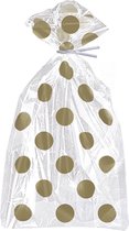 Uitdeelzakjes Cellofaan Stippen Goud 28cm 20st
