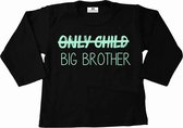 Shirt grote broer-only child big brother-zwart-mint-Maat 74