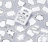 45 Vormen Tekstwolkjes Stickers - Zwart Witte Tekst Wolk Sticker - A013 - Voor Scrapbook Of Bullet Journal - Stickers Voor Volwassenen En Kinderen - Agenda Stickers - Decoratie Sti