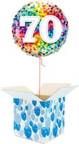 Helium Ballon Verjaardag - gevuld met helium - 70 Jaar - Confetti dots - Cadeauverpakking - Happy Birthday - Folieballon - Helium ballonnen verjaardag