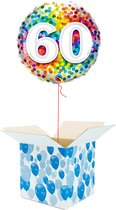 Helium Ballon Verjaardag - gevuld met helium - 60 Jaar - Confetti dots - Cadeauverpakking - Happy Birthday - Folieballon - Helium ballonnen verjaardag