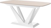 PERFETTO Uitschuifbare Eettafel - Uitschuifbaar - Hoogglans Cappuccino / Wit - Modern Design