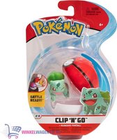 Pokemon Clip 'N Go - Bulbasaur + Poké Ball - Speelgoed + 3 Pokémon Stickers + Pokémon Balpen!  | Speelgoed Speelfiguur Actiefiguur voor kinderen jongens meisjes | Pokemon Kaarten GO Poke Mon 