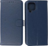 Samsung Galaxy A12 Hoesje - Book Case Telefoonhoesje - Kaarthouder Portemonnee Hoesje - Wallet Cases - Geschikt voor Samsung Galaxy A12 - Navy