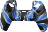 Silicone Hoes / Skin voor Playstation 5 - PS5 Controller Blauw Wit Zwart