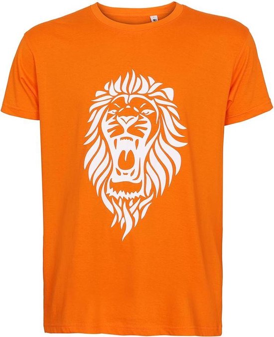 Oranje T-shirt Leeuw - Blanco - Nederlands Elftal - Katoen - Senior-XXL